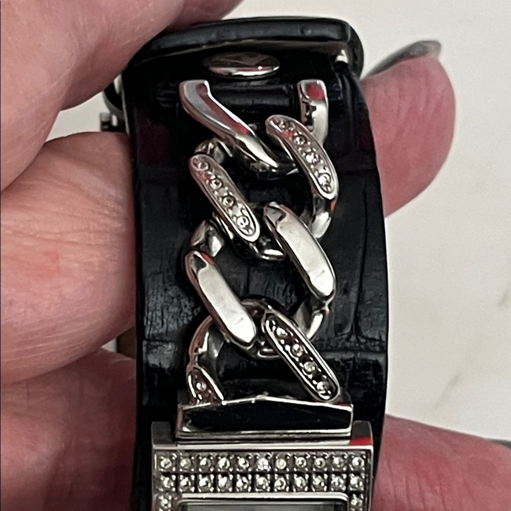 Michael Kors Silver And Black Rectangular Watch - image 5